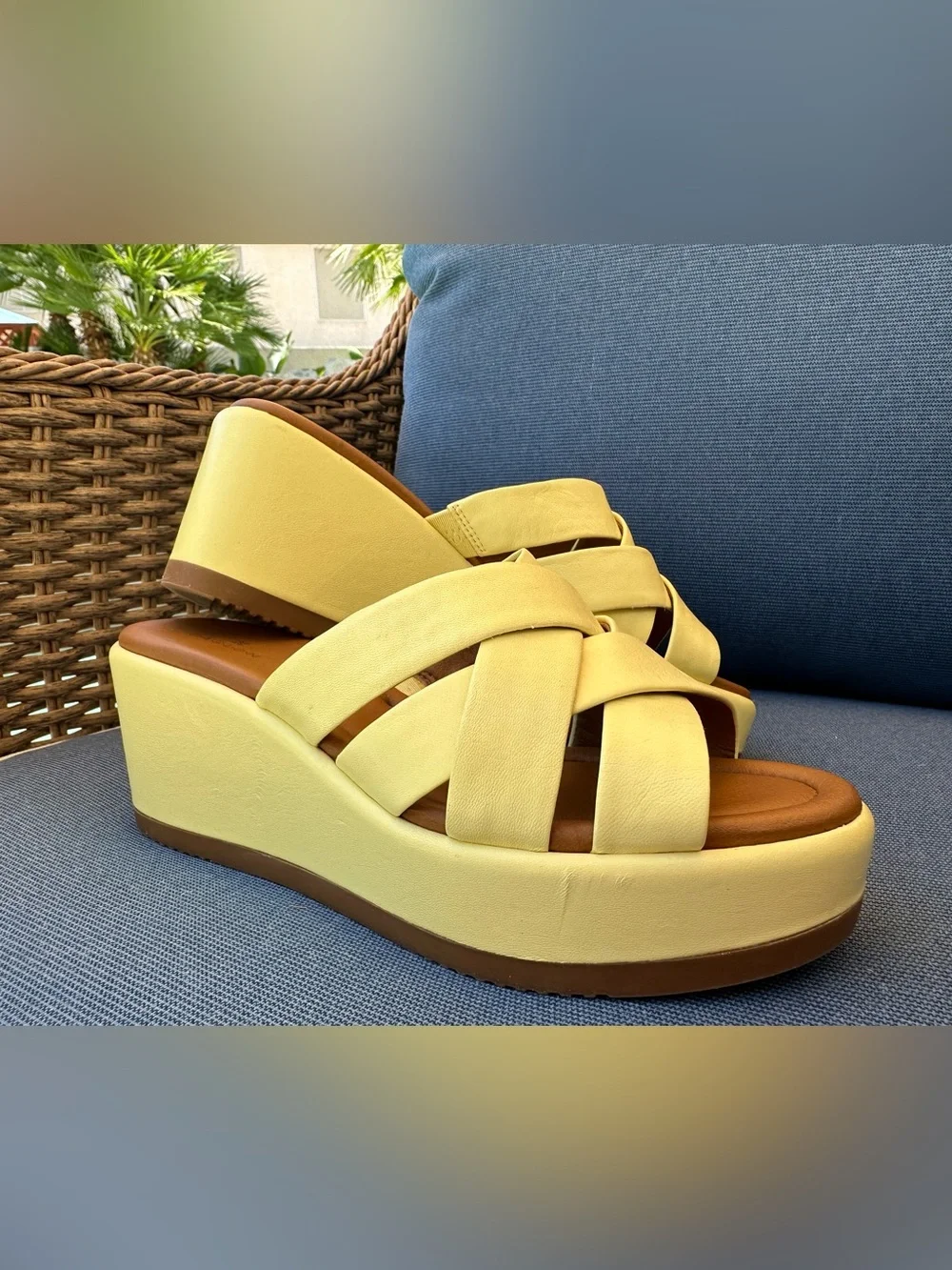 Caslon Women’s Yellow Platform Wedge Slide Sandals